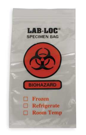 ZORO SELECT Specimen Transfer Bag, 10 In. L, PK1000 LAB20610