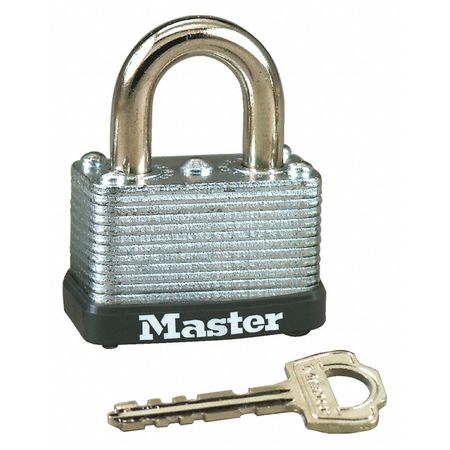 Master Lock Padlock, Keyed Alike, Standard Shackle, Rectangular Steel Body, Steel Shackle, 9/16 in W 22KAWWG-338