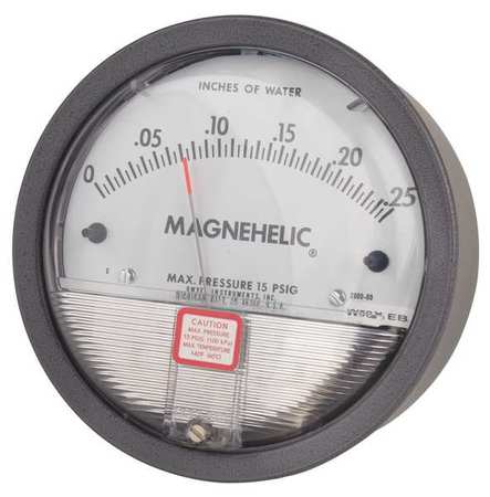 Dwyer Instruments Dwyer Magnehelic Pressure Gauge, 0 to 0.25 In H2O 2000-00