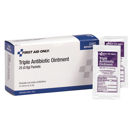 First Aid Only Triple Antibiotic Ointment, 0.5g, PK25 G-460/LAB