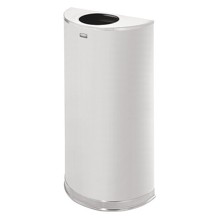 RUBBERMAID COMMERCIAL 12 gal Half-Round Trash Can, Stainless Steel, 17 1/2 in Dia, Open Top, Stainless Steel FGSO12SSSPL