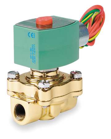 Redhat 120V AC Brass Hot Water Solenoid Valve, Normally Closed, 1/2 in Pipe Size 8210G002HW