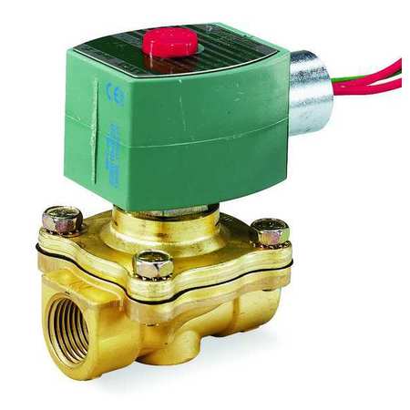 Redhat 120V AC Brass Solenoid Valve, Normally Open, 1/2 in Pipe Size 8210G034