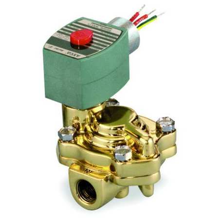 REDHAT 120V AC Brass Slow Closing Solenoid Valve, Normally Closed, 3/8 in Pipe Size 8221G001