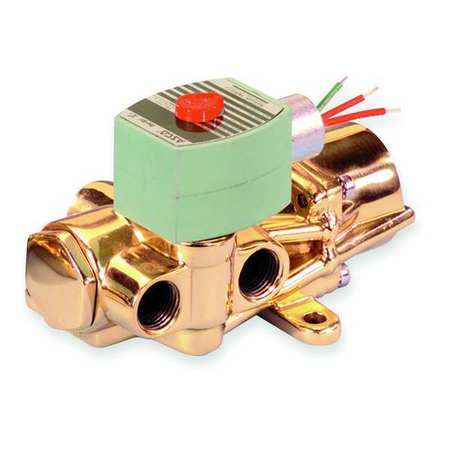 REDHAT 120V AC Brass Solenoid Valve with Manual Operator, 1/4 in Pipe Size EF8342G001MS