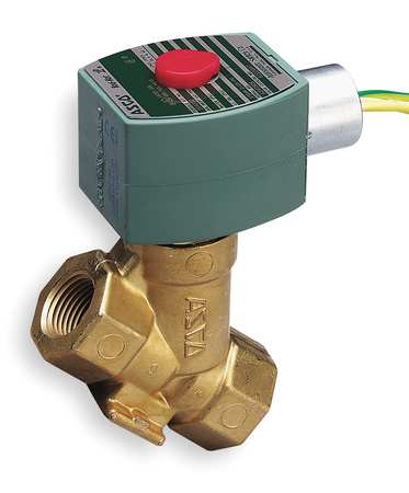 Redhat 120V AC Brass Steam Solenoid Valve, Normally Closed, 1/2 in Pipe Size 8222G047