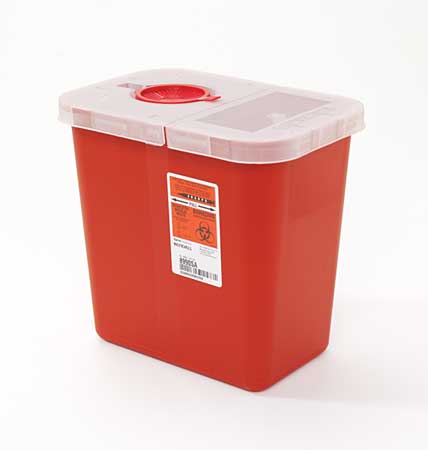 Covidien Sharps Container, 2 Gal., Hinged Lid, PK5 SRHL100990