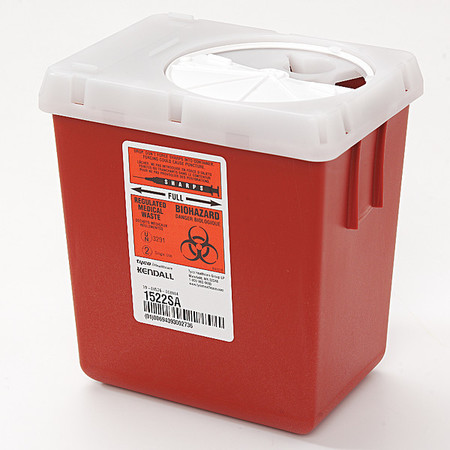 COVIDIEN Sharps Container, 2.2 Qt., Auto Drop, PK5 S22Q100522