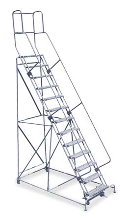 Cotterman 172 in H Steel Rolling Ladder, 13 Steps, 450 lb Load Capacity 1513R2642A6E20B4C1P3
