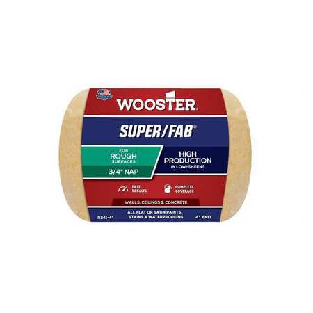 WOOSTER 4" Paint Roller Cover, 3/4" Nap, Knit Fabric R241-4