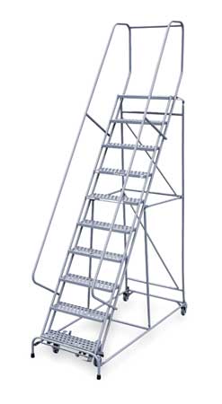 Cotterman 130 in H Steel Rolling Ladder, 10 Steps, 450 lb Load Capacity 1010R2632A6E10B4C1P6