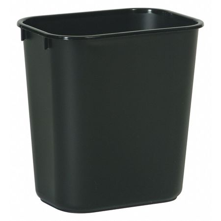 Rubbermaid Commercial 3 gal Rectangular Wastebasket, Black, 8 1/4 in Dia, Open Top, LLDPE FG295500BLA