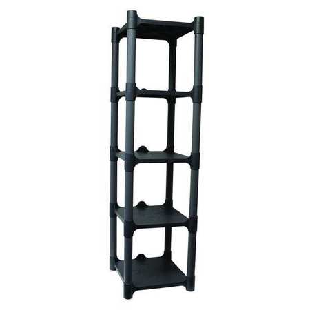 Tough Guy Freestanding Plastic Shelving, Open Style, 20 in D, 14 3/8 in W, 48 in H, 5 Shelves, Gray 190165