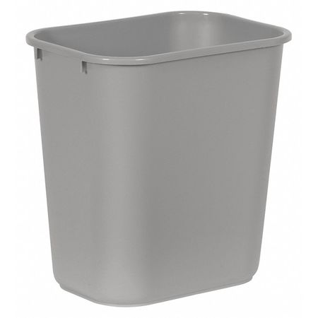 Rubbermaid Commercial Rectangular Wastebasket, 7 gal, LLDPE, Open Top, Plastic, Gray FG295600GRAY