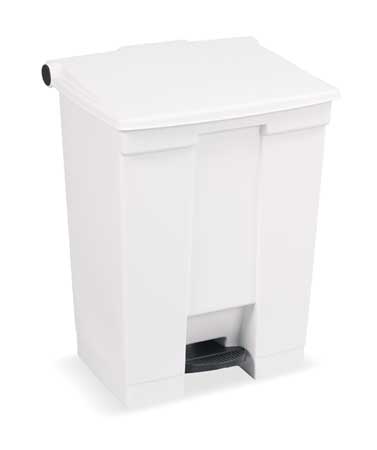 Rubbermaid Commercial 18 gal Rectangular Trash Can, White, 19 3/4 in Dia, Step-On, HDPE FG614500WHT