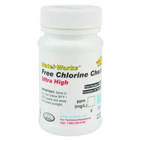 Industrial Test Systems Test Strips, Free Chlorine, 0-750ppm, PK50 480024