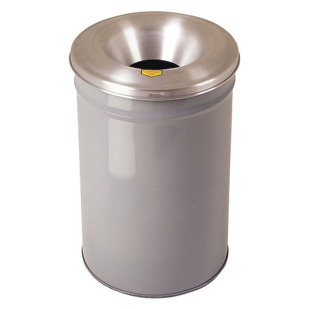 JUSTRITE 15 gal Round Trash Can, Gray, 15 in Dia, Open Top, Aluminum 26615G