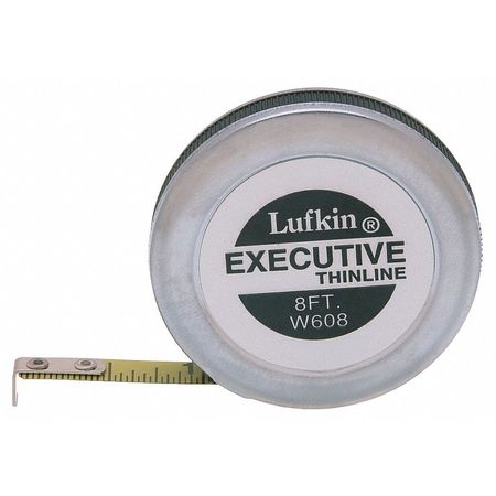 CRESCENT LUFKIN 1/4" x 8' Executive® Thinline Yellow Clad Pocket Tape Measure W608