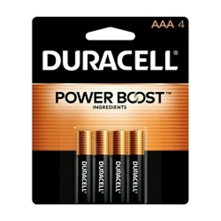 Duracell Coppertop AAA Alkaline Battery, 1.5V DC, 4 Pack MN2400B4Z