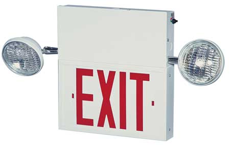 Big Beam Exit Sign w/Emergency Lights, 8W, Red 2COM1RWW