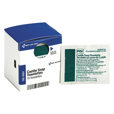 FIRST AID ONLY First Aid Kit Refill, Castile Soap Wipes, 10 Per Box FAE-4004