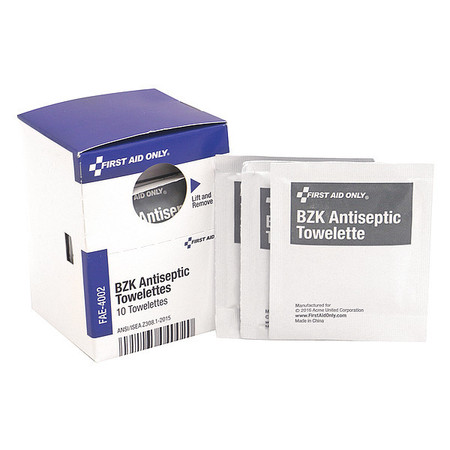 First Aid Only First Aid Kit Refill, BZK Antiseptic Wipes, 10 Per Box FAE-4002