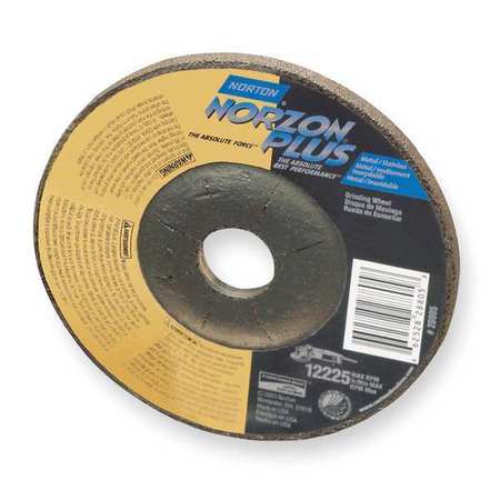 NORTON ABRASIVES Depressed Center Wheels, Type 27, 4 1/2 in Dia, 0.125 in Thick, 7/8 in Arbor Hole Size, Ceramic 66252843322