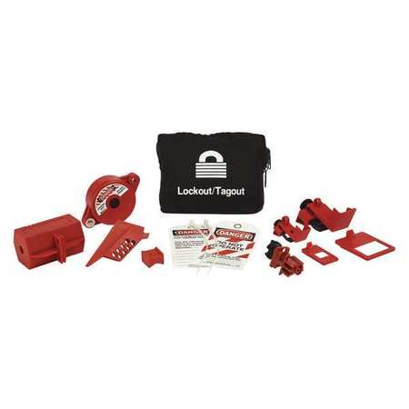 BRADY Portable LockoutKit, Electrical/Valve, Blk 95552