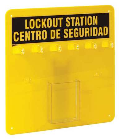 BRADY Lockout Station, Unfilled, 16 In H, Blk/Ylw LC210G