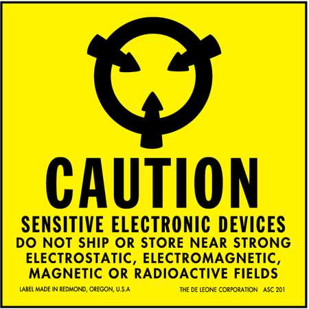 ZORO SELECT 2" x 2" Yellow Shipping Labels, Caution Sensitive Electronic Devices Do Not Ship, Pk1000 3WRW3