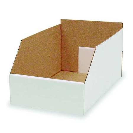 Packaging Of America Corrugated Shelf Bin, White, Cardboard, 17 in L x 10 1/4 in W x 8 1/2 in H 3W507