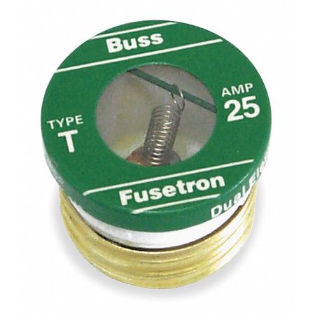 EATON BUSSMANN Plug Fuse, T Series, Time-Delay, 5A, 125V AC, Indicating, 10kA at 125V AC, 4 PK T-5
