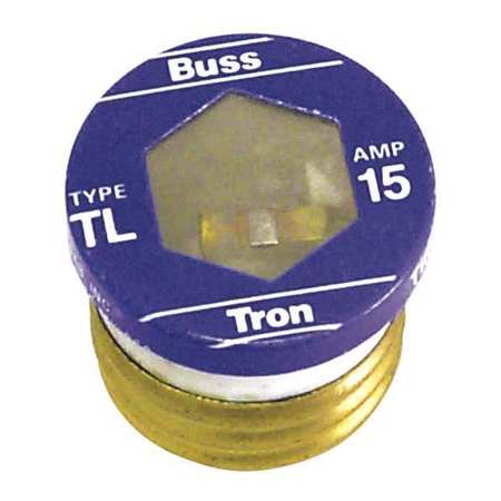 EATON BUSSMANN Plug Fuse, T Series, Time-Delay, 15A, 125V AC, Indicating, 10kA at 125V AC, 4 PK T-15