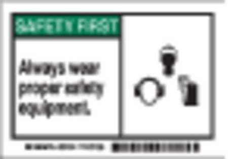 BRADY Safety Label, 3 1/2 in Height, 5 in Width, Polyester, Horizontal Rectangle, English 86194