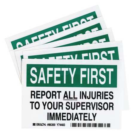 BRADY Safety Label, Information, 3-1/2 In. H, PK5 86300