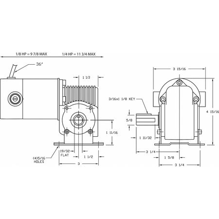 Dayton DC Gearmotor, 49.0 in-lb Max. Torque, 90 RPM Nameplate RPM, 90V DC Voltage 3XA79