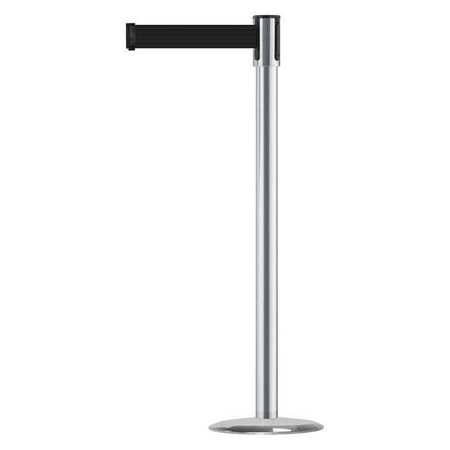 TENSABARRIER Barrier Post with Belt, 7-1/2 ft. L, Black 890U-1S-1S-1S-STD-NO-B9X-C