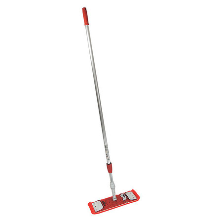 UNGER 60 in L Flat Mop Kit, Clamp On Connection, Cut-End, Red, Aluminum/Microfiber/Plastic SMCMR