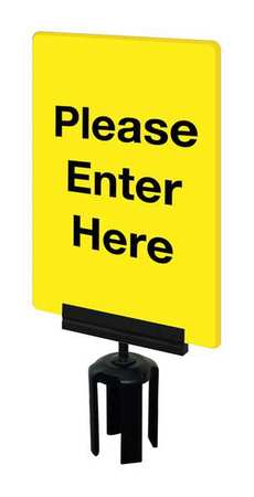 TENSABARRIER Acrylic Sign, Yellow, Please Enter Here S01-P-35-7X11-V-HDSB-1701-33