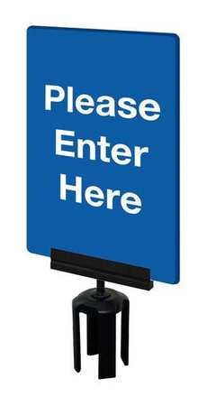 TENSABARRIER Acrylic Sign, Blue, Please Enter Here S01-P-23-7X11-V-HDSB-1701-33