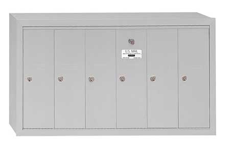 Salsbury Industries Vertical Mailbox, Aluminum, Powder Coated, 6 Doors, Surface, - 3506ASU