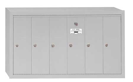 SALSBURY INDUSTRIES Vertical Mailbox, Aluminum, Powder Coated, 6 Doors, Surface, - 3506ASU