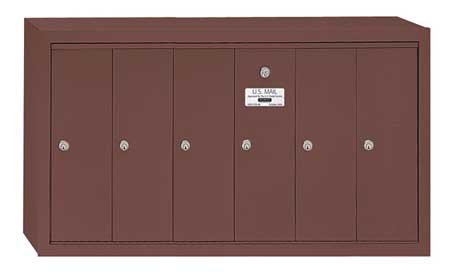 SALSBURY INDUSTRIES Vertical Mailbox, Bronze, Powder Coated, 6 Doors, Surface, - 3506ZSU