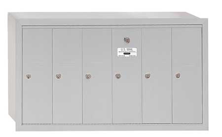 SALSBURY INDUSTRIES Vertical Mailbox, Aluminum, Powder Coated, 6 Doors, Recessed, - 3506ARU