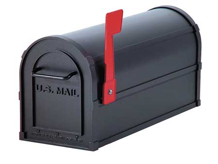 SALSBURY INDUSTRIES Heavy Duty Mailbox, Black, Powder Coated, Pedestal 4850BLK