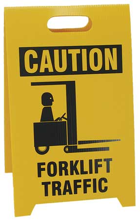 SEE ALL INDUSTRIES Floor Safety Sign, 20 in H, 12 in W, Corrugated Plastic, Triangle, English, TP-CFORK TP-CFORK
