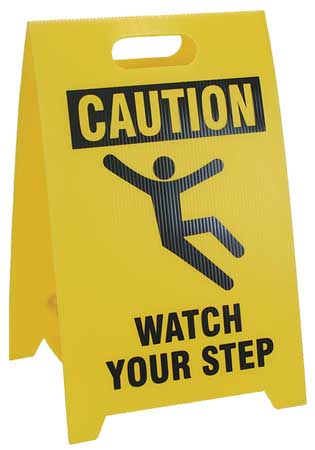 See All Industries Floor Safety Sign, 20 in H, 12 in W, Corrugated Plastic, Triangle, English, TP-CWATCH TP-CWATCH