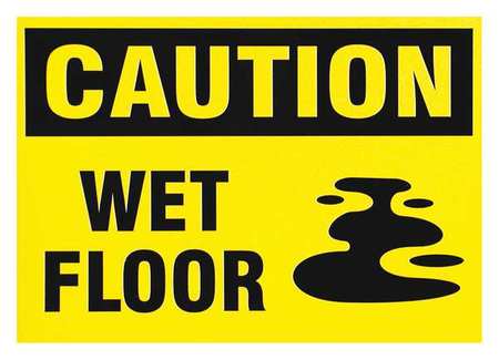 BRADY Caution Sign, 7" H, 10" W, Vinyl, Rectangle, English, SM673E SM673E