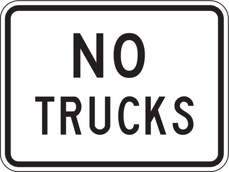 LYLE No Trucks Traffic Sign, 18 in H, 24 in W, Aluminum, Horizontal Rectangle, English, R5-2P-24HA R5-2P-24HA