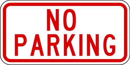 LYLE No Parking Sign, 12" W, 6" H, English, Aluminum, Red NPP-004-12HA